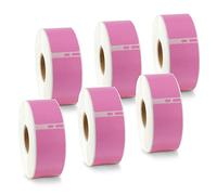 BETCKEY - 6 Grandi Rotoli 99010 Etichette Colorate(Rosa) Compatibile con DYMO S0722370, 28mm x 89mm, 2100 Etichette per Indirizzi Utilizzo per LabelWriter 450 4XL NON per 550 o 5XL