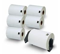 BETCKEY - 6 rotoli di etichette di ricambio per Brother DK-11247 con SOLO 1 porta etichette riutilizzabile, 103 mm x 164 mm, nero su bianco, 1080 etichette di spedizione compatibili con stampanti