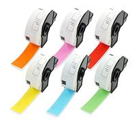 BETCKEY - 6 Rotoli DK-11201 Etichette per Indirizzi Compatibile con Brother, 29mm x 90mm, 2400 Etichette Colorate Colore Misto per Stampanti di Etichette Brother QL