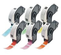 BETCKEY - 6 Rotoli DK-11204 Etichette Multiuso Compatibile con Brother, 17mm x 54mm, 2400 Etichette Colorate Colore Misto per Stampanti di Etichette Brother QL