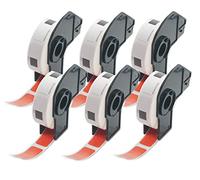 BETCKEY - 6 Rotoli DK-11204 Etichette Multiuso Compatibile con Brother, 17mm x 54mm, 2400 Etichette Colorate Rosso per Stampanti di Etichette Brother QL