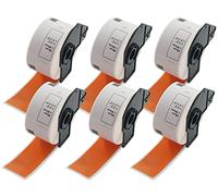 BETCKEY - 6 Rotoli DK-11208 Etichette per Indirizzi Compatibile con Brother, 38mm x 90mm, 2400 Etichette Colorate Arancia per Stampanti di Etichette Brother QL
