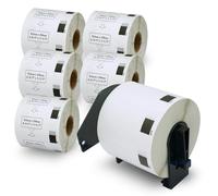 BETCKEY - 6 Rotoli DK-11209 Etichette per Indirizzi Compatibile con Brother, 62mm x 29mm, 4800 Etichette per Stampanti di Etichette Brother QL (1 Portaetichette Riutilizzabili)