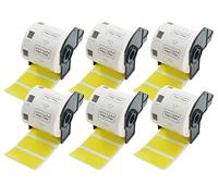 BETCKEY - 6 Rotoli DK-11209 Etichette per Indirizzi Compatibile con Brother, 62mm x 29mm, 4800 Etichette Colorate Giallo per Stampanti di Etichette Brother QL