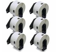 BETCKEY - 6 Rotoli DK-11220 Etichette di Carta Termica Compatibile con Brother, 39mm x 48mm, 3720 Etichette per Stampanti di Etichette Brother QL