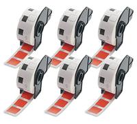 BETCKEY - 6 Rotoli DK-11221 Etichette Quadrate Compatibile con Brother, 23mm x 23mm, 6000 Etichette Colorate Rosso per Stampanti di Etichette Brother QL