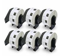 BETCKEY - 6 Rotoli DK-11221 Etichette Quadrate Compatibile con Brother, 23mm x 23mm, 6000 Etichette rimovibili per Stampanti di Etichette Brother QL