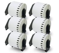 BETCKEY - 6 Rotoli DK-22205 Etichette a Lunghezza Continua Compatibile con Brother, 62mm x 30.48m, 6 Etichette per Stampanti di Etichette Brother QL