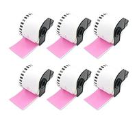 BETCKEY - 6 Rotoli DK-22205 Etichette a Lunghezza Continua Compatibile con Brother, 62mm x 30.48m, 6 Etichette Colorate Rosa per Stampanti di Etichette Brother QL