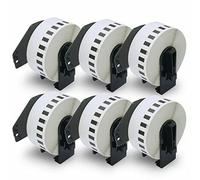 BETCKEY - 6 Rotoli DK-22210 Etichette a Lunghezza Continua Compatibile con Brother, 29mm x 30.48m, 6 Etichette rimovibili per Stampanti di Etichette Brother QL