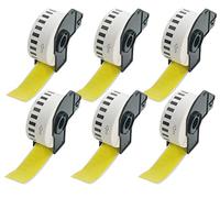 BETCKEY - 6 Rotoli DK-22210 Etichette a Lunghezza Continua Compatibile con Brother, 29mm x 30.48m, 6 Etichette Colorate Giallo per Stampanti di Etichette Brother QL