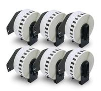 BETCKEY - 6 Rotoli DK-22210 Etichette a Lunghezza Continua Compatibile con Brother, 29mm x 30.48m, 6 Etichette per Stampanti di Etichette Brother QL