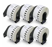 BETCKEY - 6 Rotoli DK-22225 Etichette a Lunghezza Continua Compatibile con Brother, 38mm x 30.48m, 6 Etichette rimovibili per Stampanti di Etichette Brother QL