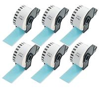 BETCKEY - 6 Rotoli DK-22225 Etichette a Lunghezza Continua Compatibile con Brother, 38mm x 30.48m, 6 Etichette Colorate Blu per Stampanti di Etichette Brother QL