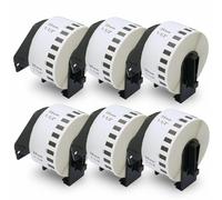 BETCKEY - 6 Rotoli DK-22225 Etichette a Lunghezza Continua Compatibile con Brother, 38mm x 30.48m, 6 Etichette per Stampanti di Etichette Brother QL