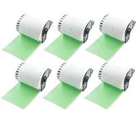BETCKEY - 6 Rotoli DK-22243 Etichette per Spedizioni Compatibile con Brother, 102mm x 30.48m, 6 Etichette Colorate Verde per Stampanti di Etichette Brother QL