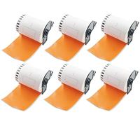BETCKEY - 6 Rotoli DK-22243 Etichette per Spedizioni Compatibile con Brother, 102mm x 30.48m, 6 Etichette Colorate Arancia per Stampanti di Etichette Brother QL