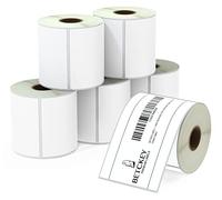 BETCKEY - 76mm x 127mm(3 in x 5 in) Perforated Etichette Termiche per Spedizione e Uso Multiplo di Grandi Dimensioni Compatibile con stampanti Zebra e altre [6 Rotoli/2100 Etichette]