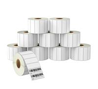 BETCKEY - 76mm x 25mm(3 in x 1 in) Perforated Etichette Termiche per Codice a Barre e Indirizzo Compatibile con stampanti Zebra e altre [10 Rotoli/13750 Etichette]