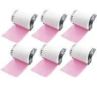 BETCKEY - Etichette di spedizione a lunghezza continua di ricambio per Brother DK-2243 (10,2 x 30,5 m), compatibili con stampanti Brother QL [6 rotoli/etichette continue, rosa]
