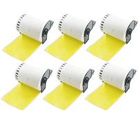 BETCKEY - Sostituzione di etichette di spedizione a lunghezza continua per Brother DK-2243 (4 "x 30,5 m), compatibile con stampanti per etichette Brother QL [6 rotoli/etichette continue, giallo]