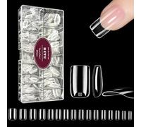 BETE Unghie finte corte quadrate, 224 pezzi, 16 misure, in acrilico trasparente, copertura completa, preformate, forti e spesse, a lunga durata, per fai da te a casa e in salone