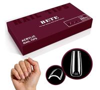 BETE Unghie finte lunghe quadrate, 224 pezzi, 16 misure, in acrilico trasparente, copertura completa, preformate, forti e spesse, a lunga durata, per fai da te a casa e in salone