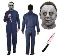 Betensh Michael Myers Costume，Include Maschera Michael Myers，Costume Michael Myers，Maschera Halloween ，Horror,Coltello Giocattolo Insanguinato（XXXL）
