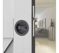 Betensh Serratura per Porta Scorrevole Tondo Maniglie per porte tascabili con serratura chiave Tasca maniglia per porta invisibile 57mm Nero porta serratura per porta scorrevole Set