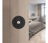 betensh Serratura per Porta Scorrevole Tondo Maniglie per porte tascabili con serratura chiave Tasca maniglia per porta invisibile 66 mm nero porta serratura per porta scorrevole Set