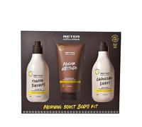 Beter - Set Cura del Corpo Coffee O’clock, Set Doccia 3 Pezzi con Gel Doccia, Lozione Corpo e Gel Esfoliante, Profumo di Caffè e Cocco, Set Bagno Donna, Formule Vegane, Regalo donna