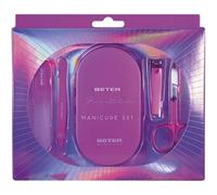 Beter - Set manicure Pink Attitude Collection, Set di 4 pezzi + pinzetta, Lima per unghie, Forbici, Tagliaunghie, Manicure set donna, Perfetto come regalo, Set tagliaunghie, Ideale per i viaggi