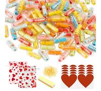 BETESSIN 100pz Capsule di Lettere Messaggio 10pz Gratta e Vinci Etichette Adesive 2pz Bustine Organza Cuore Capsule Lettere Capsule per Amicizia Amore per Sorpresa Regalo Valentine’s Day