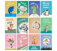 BETESSIN 12pz Mini Taccuini Animali con Frasi Motivazionali Italiano Gadget Regalo Compleanno Bambini Alunni Natalizio Blocknotes Colorati Quaderni Tascabili