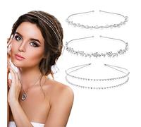 BETESSIN 3pz Cerchietti per Capelli Sposa con Strass Cristallo Perle Fasce Coroncine da Sposa con Strass Cerchietti per Decorazione Capelli Sposa Damigelle Donna Compleanno Matrimonio Nozze