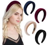 BETESSIN 4pz Cerchietti per Capelli Bombatti in Velluto Donna Cerchietti Imbottiti Donna Velluto Felpa Eleganti Vintage Cerchietti Bombati per Decorazione Capelli Donna Ragazza 4 Colori