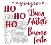 BETESSIN 4pz Fustelle Stencil Cutting Dies Buon Natale Buone Feste Grazie Ho Ho in Italiano per Biglietti d'Inviti Cartolina Auguri Fustelle Natalizie Cutting Dies Goffratura Scritta Festa di Natale