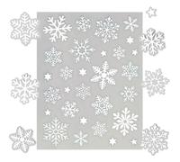 BETESSIN 5 Fogli Adesivi Fiocco di Neve Adesivi Natalizi Stelle Glitterati Bianco Decorazione Natale Stickers Brillanti per Regalo Scrapbooking Biglietti Auguri Buste Pacchetti (Bianco)