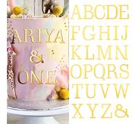 BETESSIN 54pz Topper Torta Alfabeto Lettere Decorazione per Torta Alfabeto in Acrilico A alla Z Nome per Decorazione Torta Cake Compleanno Nozze Matrimonio Oro (2 Set)