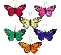 BETESSIN 6pz Farfalle Colorate Decorative Finte con Filo per Decorazione Torta Topper Torta Farfalla in Organza per Decorazione Torta Regalo Compleanno Nozze Matrimonio Prima Comunione Festa Fai da Te