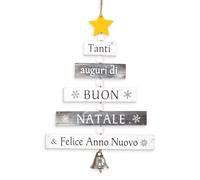 BETESSIN Cartello Natale Legno Decorazione Addobbi Natalizi Casa Porta Targa Albero di Natale per Porta Ingresso Anno Nuovo Auguri Ciondoli da Appendere