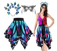 BETESSIN Costume Farfalla Gonna Farfalla Cerchietto Fascia Farfalla Maschera Pizzo Nera per Decorazione Donna Ragazza Halloween Ballo Festa di Costume Carnevale