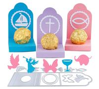 BETESSIN Fustelle Scatole Battesimo Comunione Stencil Cutting Dies Scatoline Portaconfetti Cioccolatini Caramelle Bomboniere Artigianato Fai da Te per Prima Comunione Cresima Battesimo