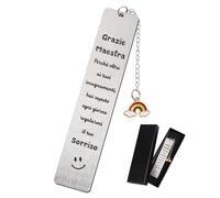 BETESSIN Segnalibro Grazie Maestra Insegnate Regalo Maestre Fine Anno Insegnate Segnalibro con Frasi Particolare Metallo con Scatola Regalo Natale Compleanno