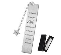 BETESSIN Segnalibro Grazie Maestra Insegnate Regalo Maestre Fine Anno Insegnate Segnalibro con Frasi Particolare Metallo con Scatola Regalo Natale Compleanno