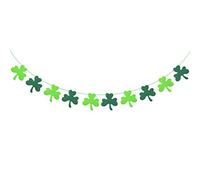 BETESSIN Trifogli Striscione di San Patrizio Banner Ghirlanda Verde Feltro per St. Patrick's Day Decorazione Irlandese Fortuna per Feste Compleanno Giardino Party (A)