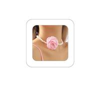 Bethynas Collana girocollo con perle barocche con fiore fatto a mano vintage floreale rosa collare da sposa catena collo catena per feste gioielli per donne