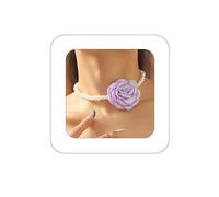 Bethynas Collana girocollo con perle barocche con fiore fatto a mano vintage floreale rosa collare da sposa catena collo catena per feste gioielli per donne, Metallo