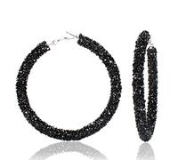 BETHYNAS Orecchini a cerchio glitterati con strass di cristallo avvolti in Boemia Sparkle Circle Orecchini pendenti rotondi Bling Party Banquet Ear Jewelry per donne e ragazze, Metallo Cristallo
