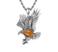 BETHZA Collana da uomo con aquila in argento sterling 925 con occhio di tigre, stile vintage falco vichingo, idea regalo per papà